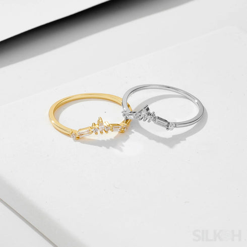 Geometric Zircon Sterling Silver Stacking Wedding Ring Lou